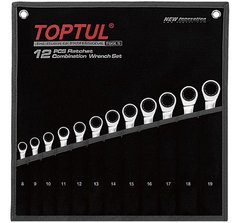 Набір ключів комбінованих з тріскачкою 8-19мм 12 од TOPTUL GPAQ1202